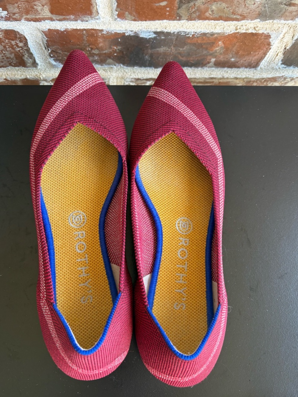 Rothy’s The Point Lollipop Red White Stripe Slip On Flats Shoes Size 10  Rare - Picture 4 of 12